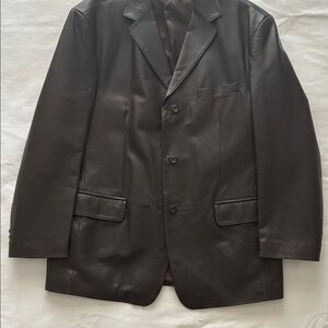 Stafford Vintage 2000s 100% Leather Blazer Jacket Black Men L